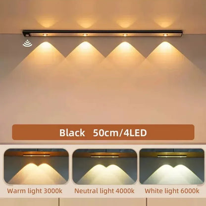 LED Ultra Thin Under Cabinet Lights Motion Sensor night light Wireless 3Color Dimmable For Kitchen Cabinet Bedroom Wardrobe Ligh - Urbizia