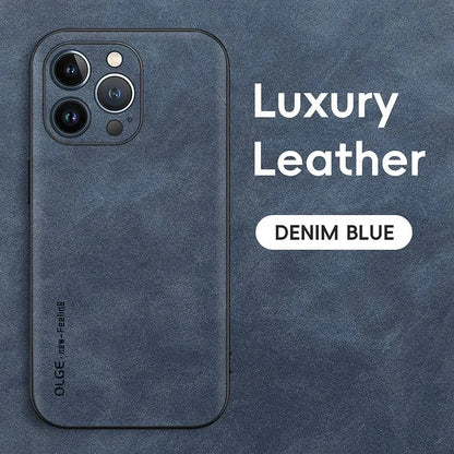 Luxury Leather Phone Case For iPhone 17 16 15 14 13 12 11 Pro Max Plus 17 Air Silicone Soft Protection Shockproof Cover Funda