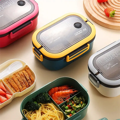 1200ML 2-Layer Leakproof Bento Lunch Box with Cutlery