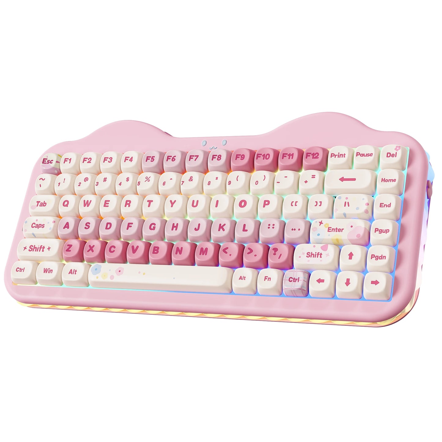 YUNZII C75 Wireless Mechanical Keyboard, 75% Creamy Hot Swap Custom RGB Keyboard, Gasket Cute Cake Design, for Win/Mac/Gaming
