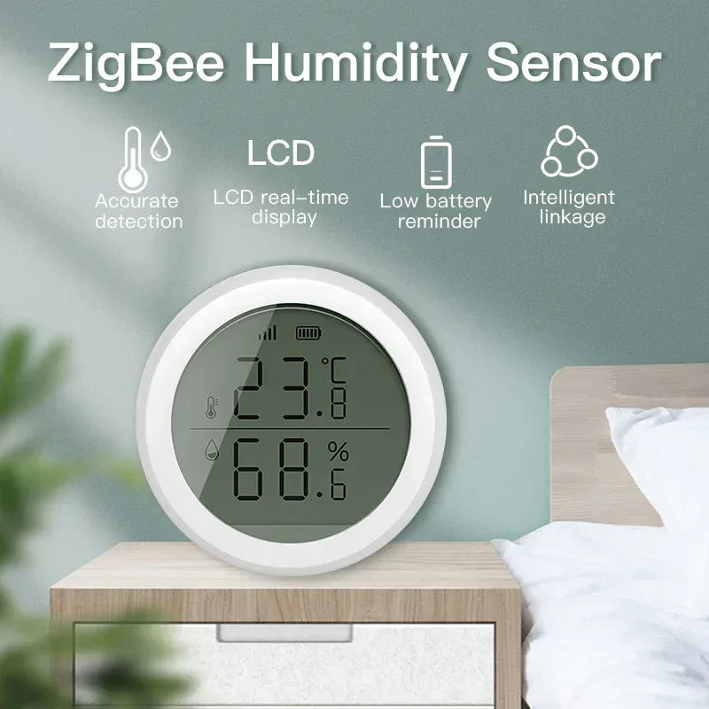 Tuya ZigBee Temperature and Humidity Sensor With LCD Smart life APP Google Alexa Voice Control Support Multi-mode Gateway Option - Urbizia