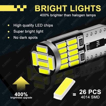10-40 PCS CANBUS No Error T10 W5W LED Bulb For Car Interior Dome Door Map Trunk License Plate Lights 12V 26SMD 400LM 6500k White
