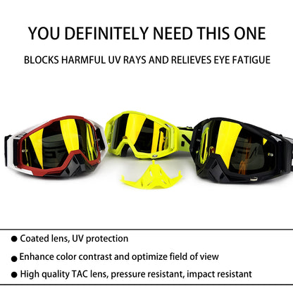 Motorcycle Goggles-Premium Off-Road Riding Glasses for All Helmets Anti-Scratch UV400 Cross-Border Outdoor Sports Gear