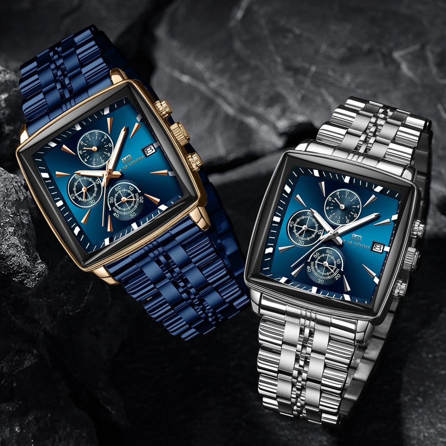 Multifunctional Timing Business Men Watch Waterproof Luminous Calendar Three Eye Six Pin Steel Male Fashion Quartz Clock Watch