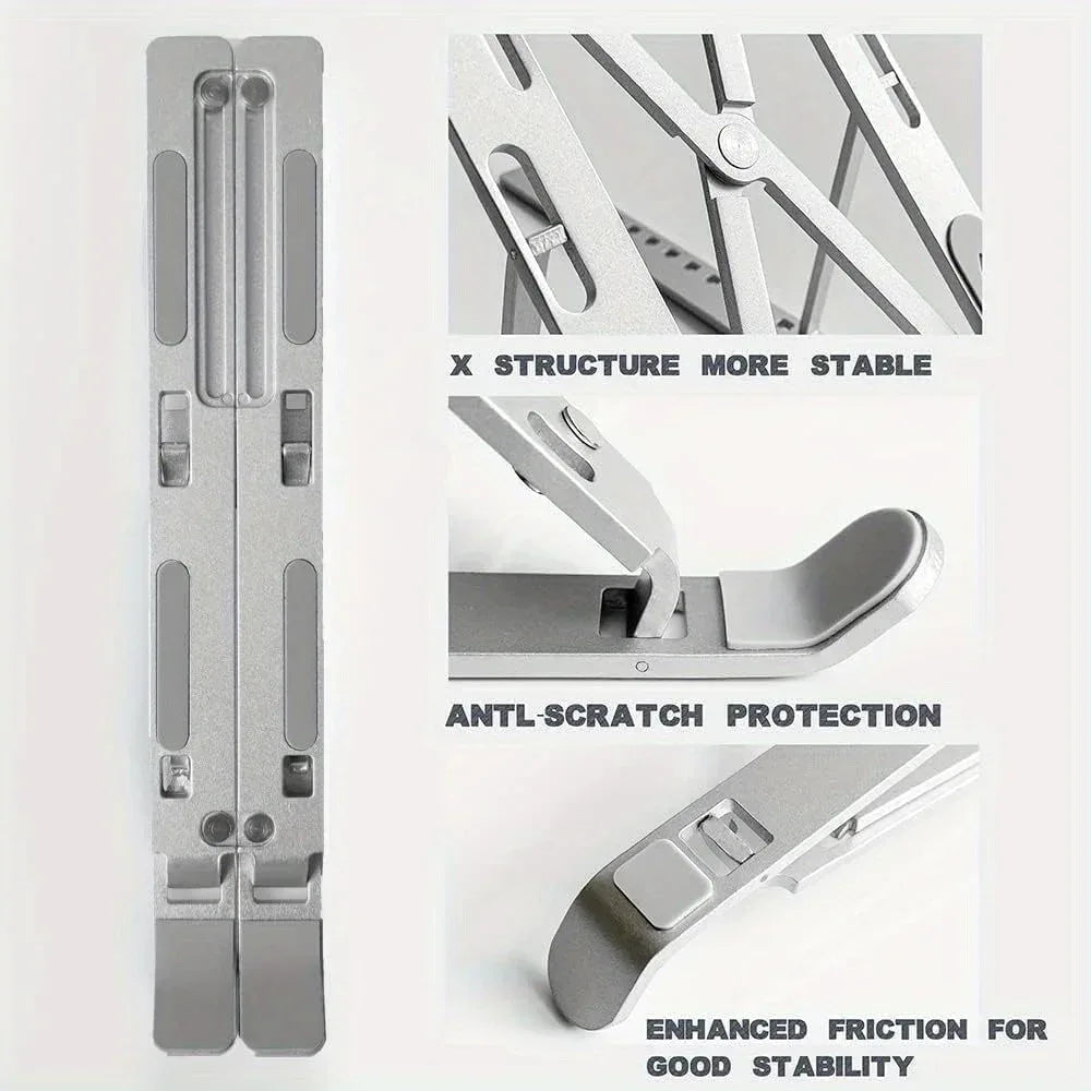 Adjustable Aluminum Laptop Stand – 6-Level Foldable Design - Urbizia