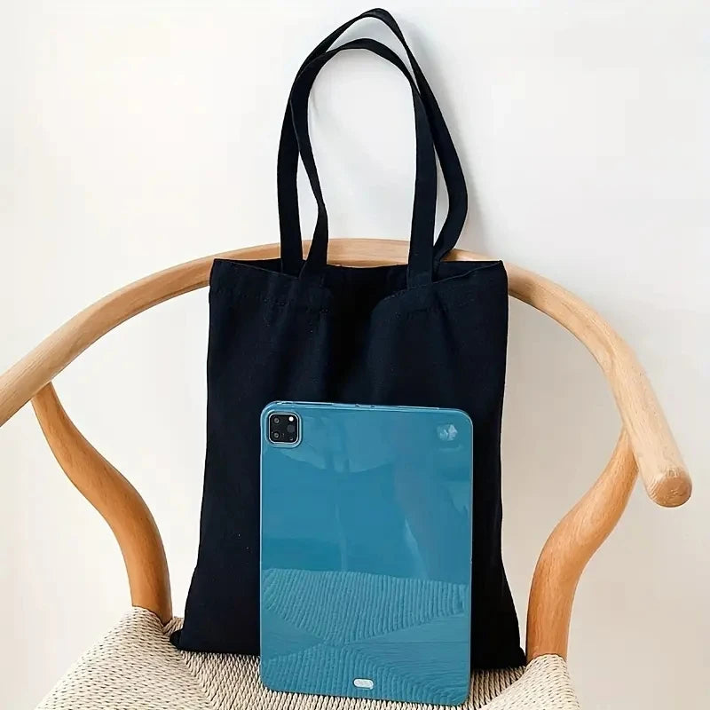 Simple and Casual Solid Color Canvas Material Large Capacity Women's Handheld Shoulder Bag for Shopping and Travel