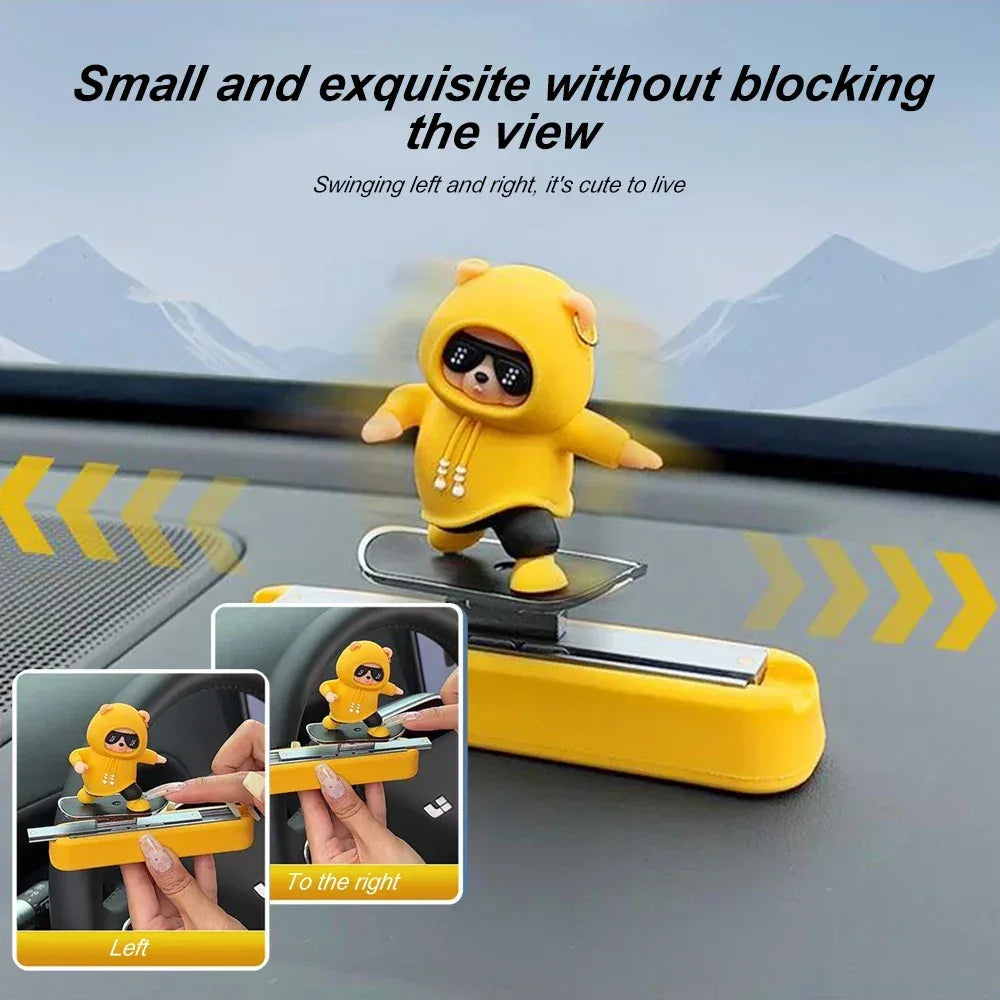 Magnetic Skateboard Bear Car Dashboard Ornament - Urbizia