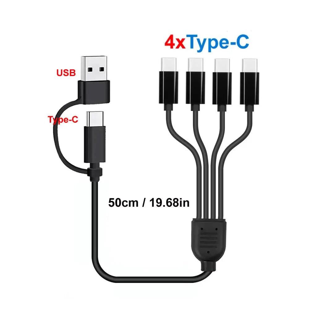 4-in-1 USB Charging Cable Multi Port Splitter