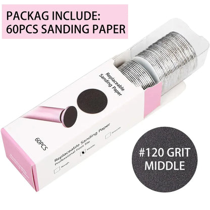 43mm 60pcs/Box Foot Dead Skin Sandpaper For Electric Nail File Cuticle Callus Replaceable Sanding Paper Professional Pedicure