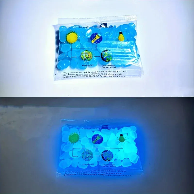 100pcs Glow In The Dark Pebbles, Resin Luminous Stones For Landscape, Garden Paths, Potted Plants, Parks, Aquarium Decor, - Urbizia