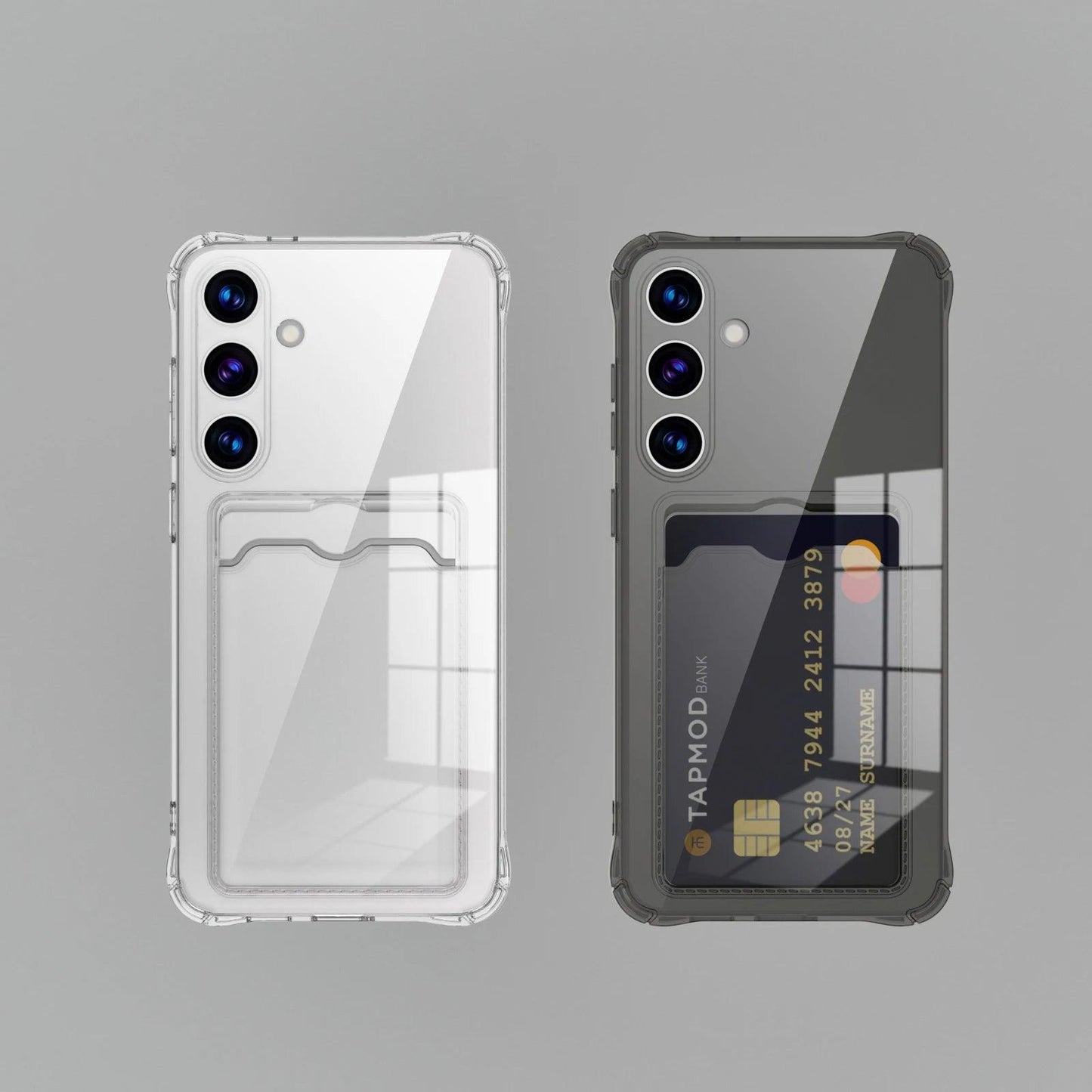 Transparent Card Slot Silicone Case for Samsung Galaxy