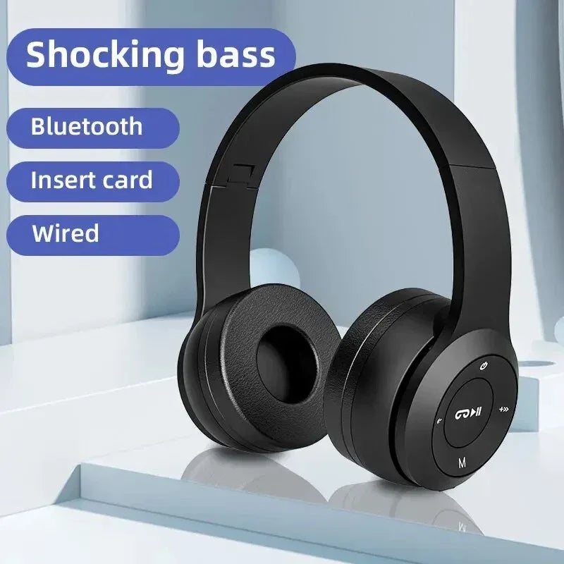 P47 Wireless bluetooth headphone With Mic Headsets Stereo Sound Earphones Sports Gaming Headphones Supports PC Smartphone - Urbizia
