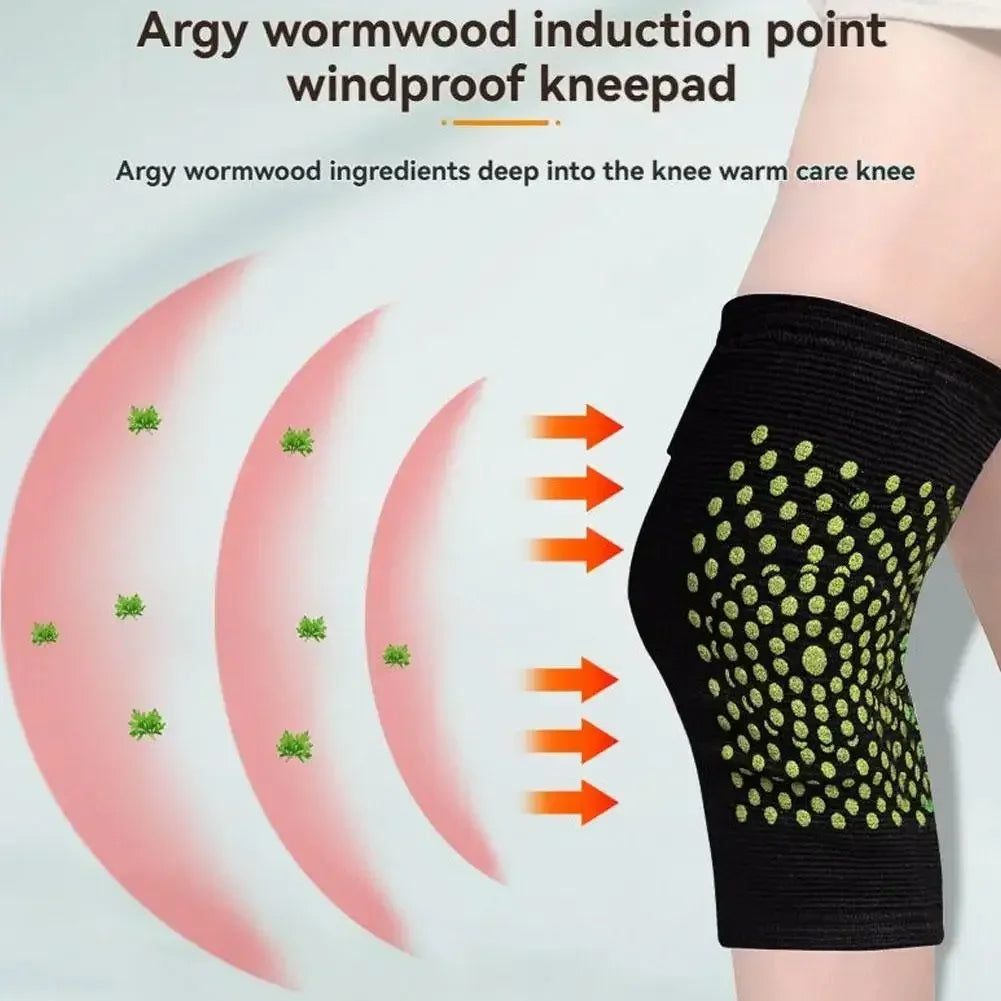 Self Heating Knee Pads,Warm Wormwood Self Heating Knee Brace Support, Long Compression Sleeve for Arthritis Joint Pain Relief - Urbizia