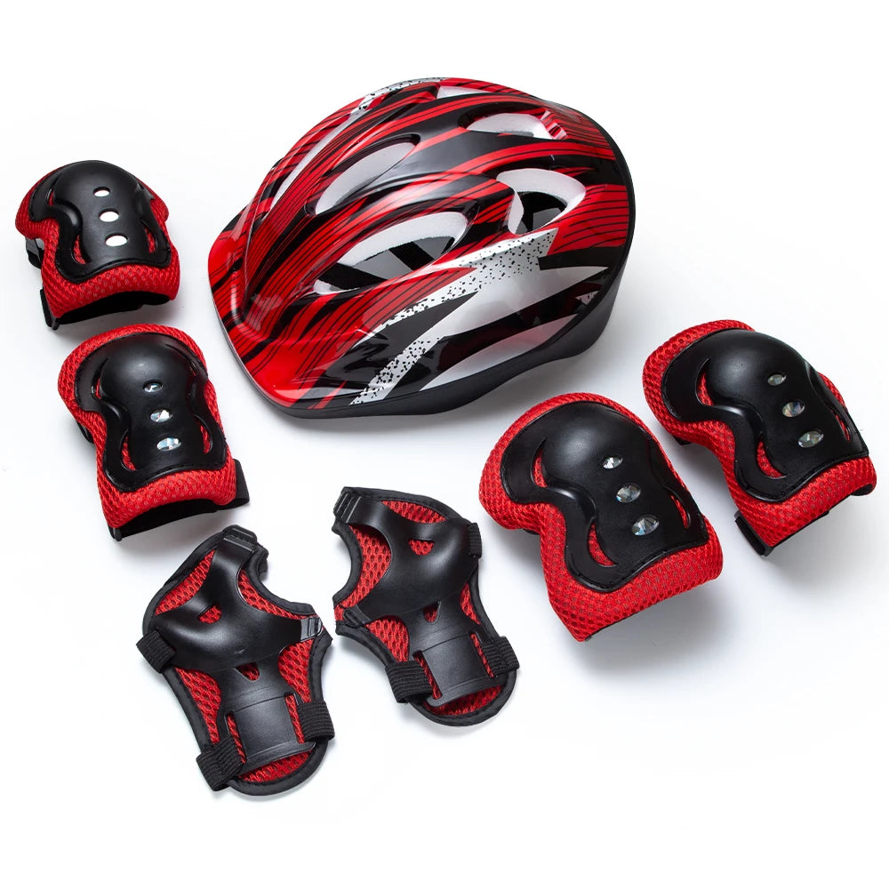 7PCS Kids Helmet Knee Elbow Pads Wrist Guard Sport Protective Gear Adjustable Scooter Skateboard Roller  for Boy Girl 4-12 Years