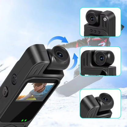 Mini Pocket Camera with Screen, Portable Recorder, Audio and Video Recording, Back Clip, High-Definition Infrared Night Vision