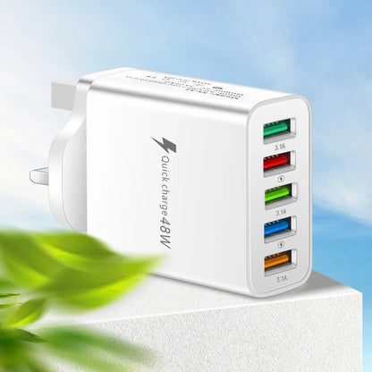 48W USB Charger Fast Charging QC3.0 Wall Charger Adapter For iPhone 14 13 Samsung Xiaomi Mobile Phone Charger 5 Ports EU US Plug