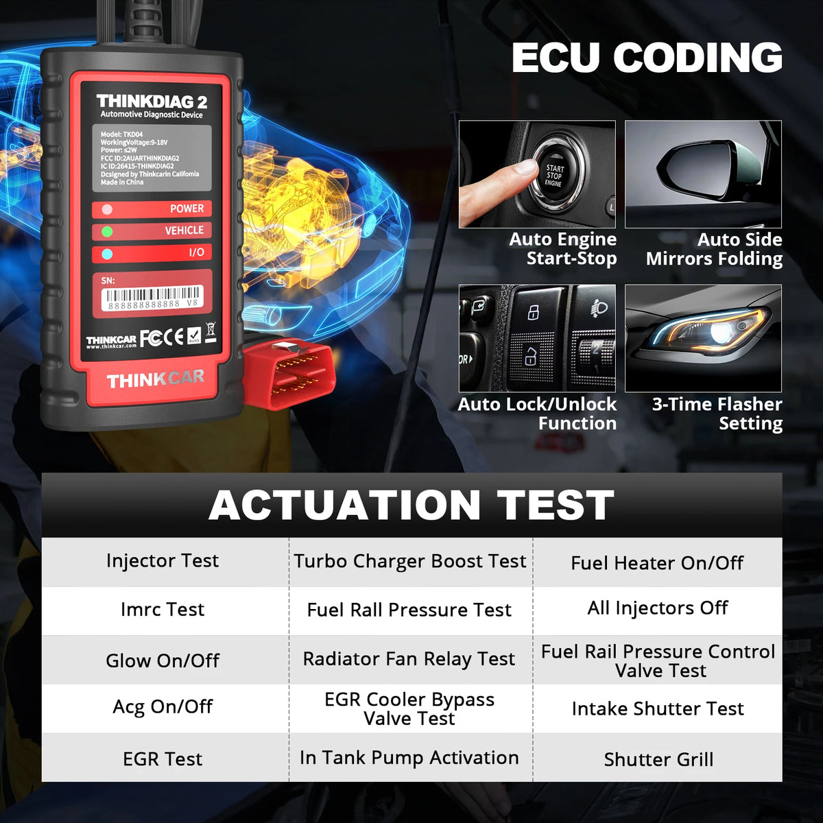 ThinkDiag 2 ALL software 1 Year Free Update Auto Diagnostic tool support CAN FD ECU Coding Active Test 16 reset OBD2 Scanner