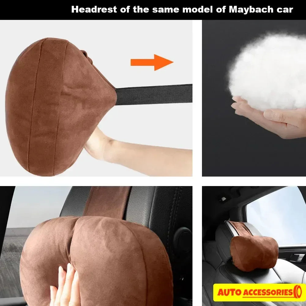 Car Headrest Neck Support Pillow – Maybach Design, Soft & Adjustable - Urbizia