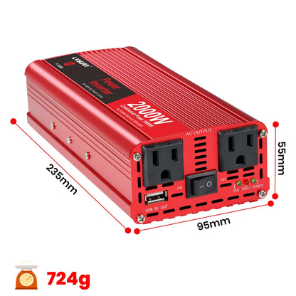 2600W 2000W 1500W LVYUAN Power Inverter 12V 110V 60Hz Car Inverter Dual US Sockets&USB Output Camping/Traval/RV Power Supply
