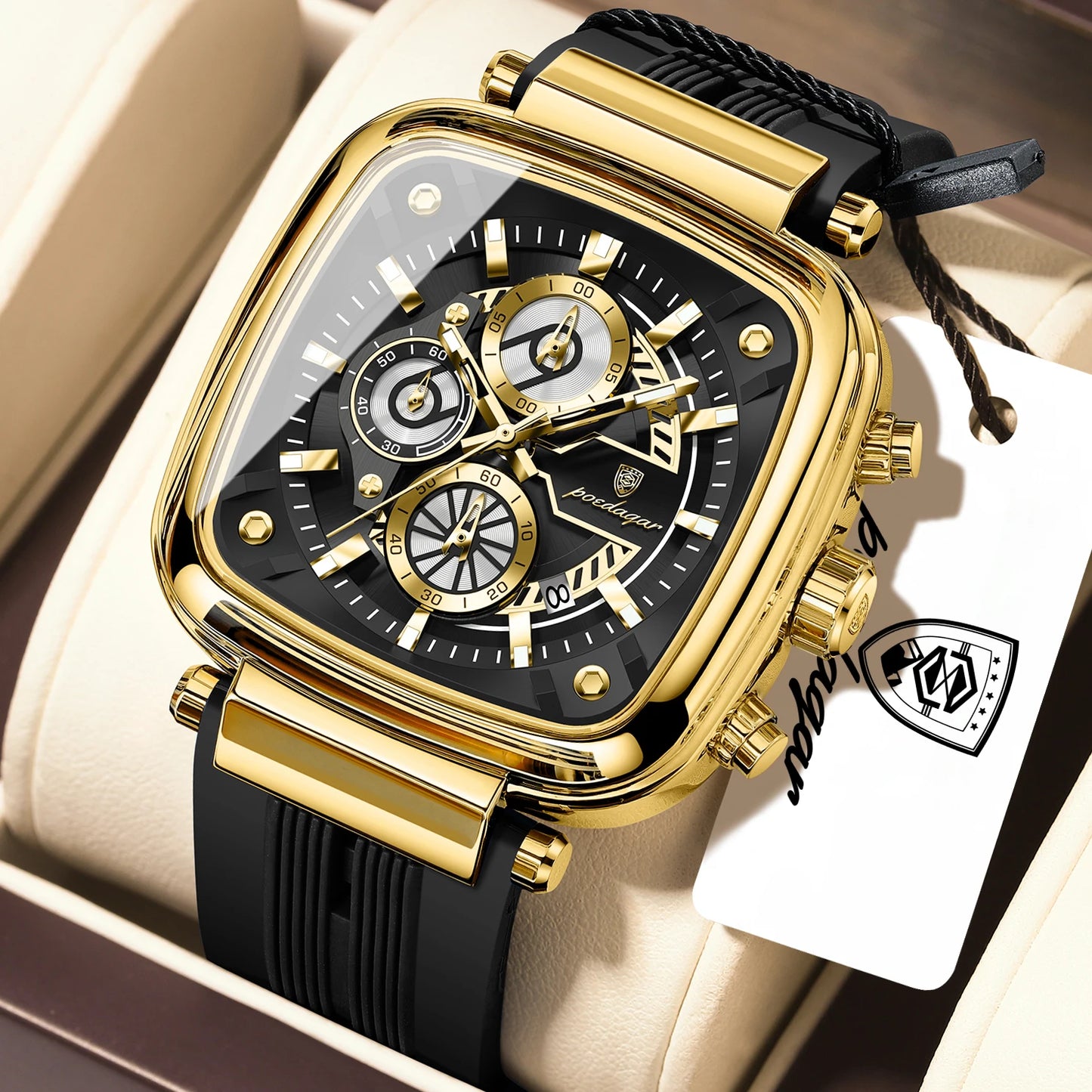 POEDAGAR Luxury Watch For Men Calendar Luminous Waterproof Man Clock Male Chronograph Silicone Sports Men's Quartz Watches Reloj