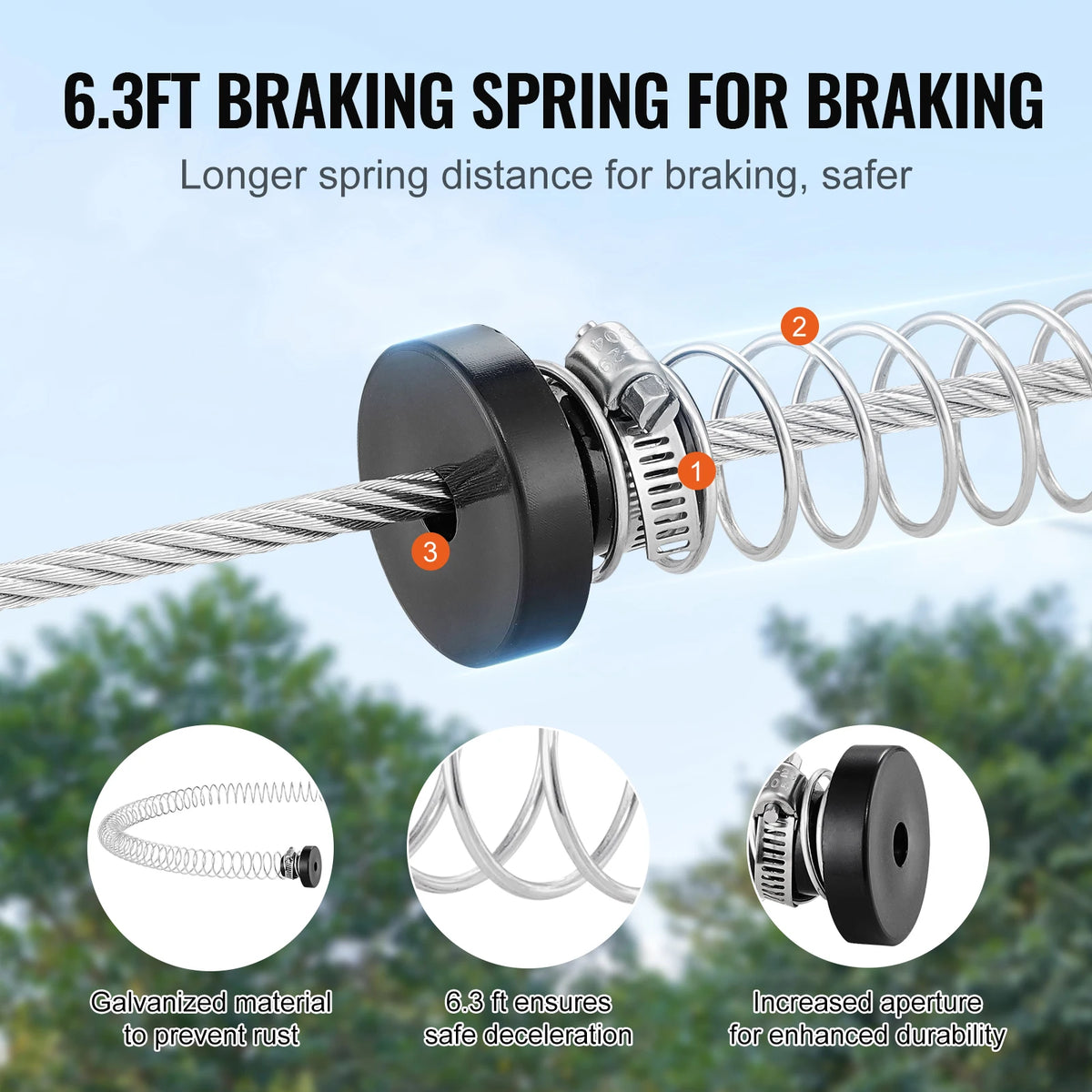 SucceBuy 60/80/100/120FT Zipline Kit Up to 500 lbs Backyard Outdoor Playground Entertainment Stainless Steel Safety Harness Seat