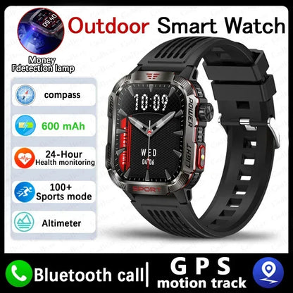 New Military GPS Smart Watch Men Flashlight Compass Waterproof 600mAh Battery Outdoor Sport Tracker Bluetooth Call Smartwatch - Urbizia