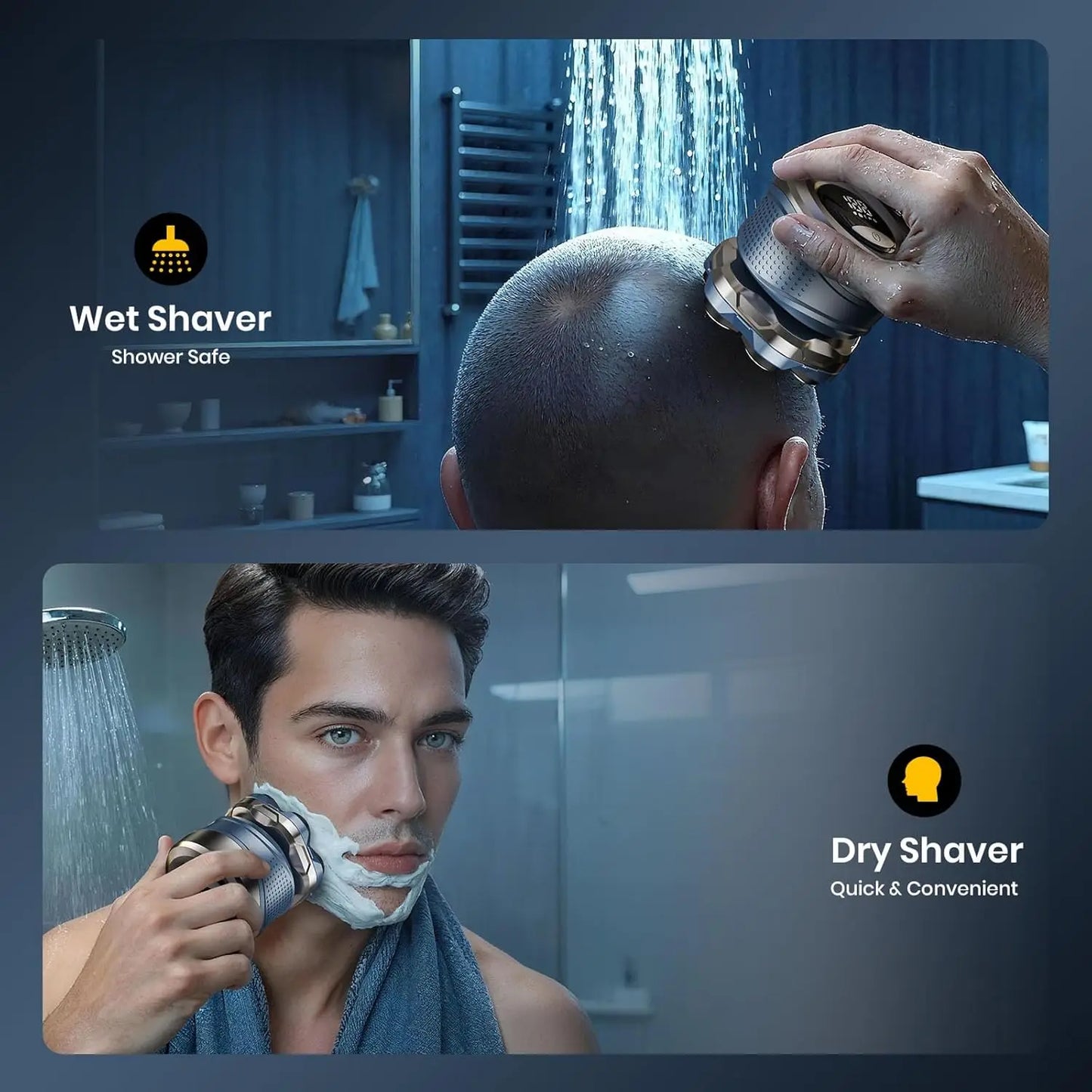 Electric Head Shaver for Bald Men 7D Magnetic Razor Hair Trimmer Rechargeable Shavers for Scalp Face Beard Body Wet Dry Use