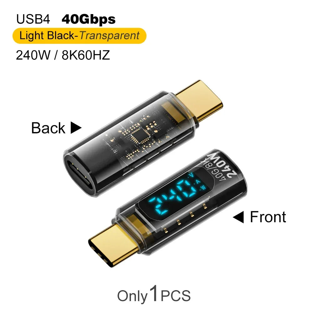 USB4 Type-C 40Gbps Adapter with Digital Display 240W 8K