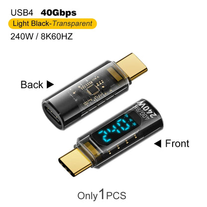 USB4 Type-C 40Gbps Adapter with Digital Display 240W 8K