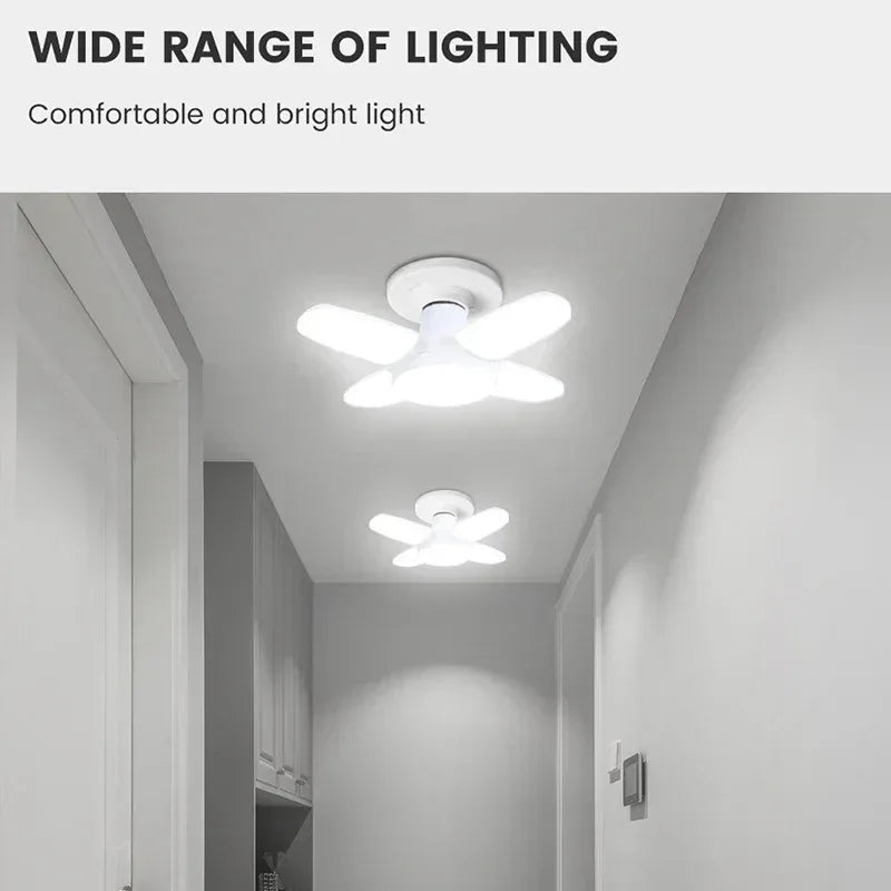 E27 Fan Shape Foldable 40LEDs Bulb AC220V/110V Deformation for Home Ceiling Lights Warehouse and Garage White Light 6500K Bulb - Urbizia
