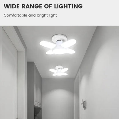 E27 Fan Shape Foldable 40LEDs Bulb AC220V/110V Deformation for Home Ceiling Lights Warehouse and Garage White Light 6500K Bulb - Urbizia