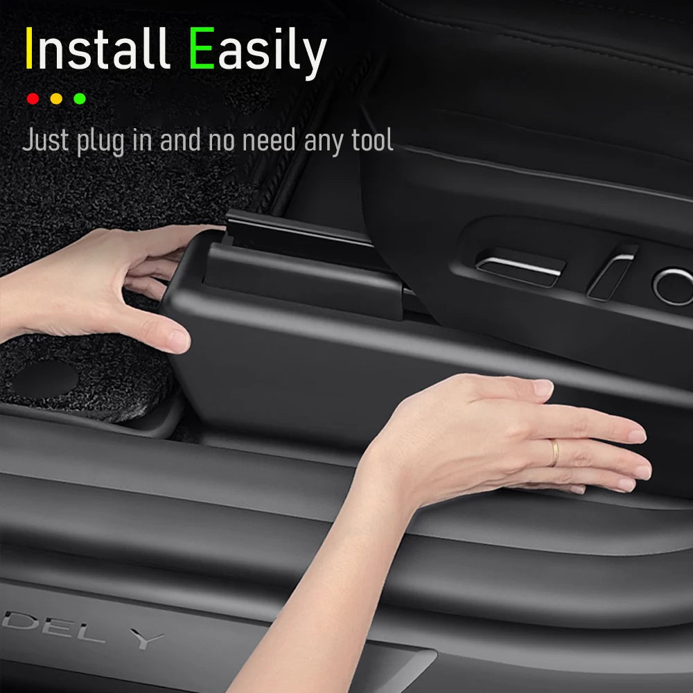 For Tesla Model Y Juniper 2025 2026 Under Seat Corner Guard Seat Slide Rail Protector Cover Anti-Kick Decor Flocking Accessories