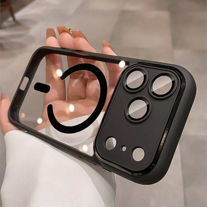 Luxury Shockproof Armor Bumper Clear Magnetic Case For iPhone 18 17 16 15 14 13 12 Pro Max For Magsafe Shockproof Hybrid Cover