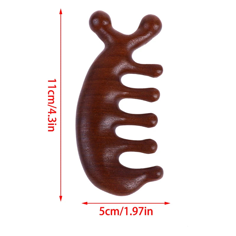 Wooden Massage Comb Head Meridian Scalp Combs Face Eye Shoulder Neck Scraping Treatment Hair Loss Anti-static Wide Tooth Comb