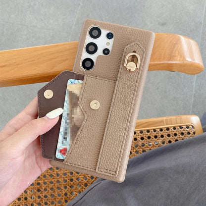 Luxury PU Leather Wrist Strap Wallet Case For Samsung Galaxy S25 S24 S23 S21 S20 FE S22 Plus Note 20 Ultra A52 A53 A54