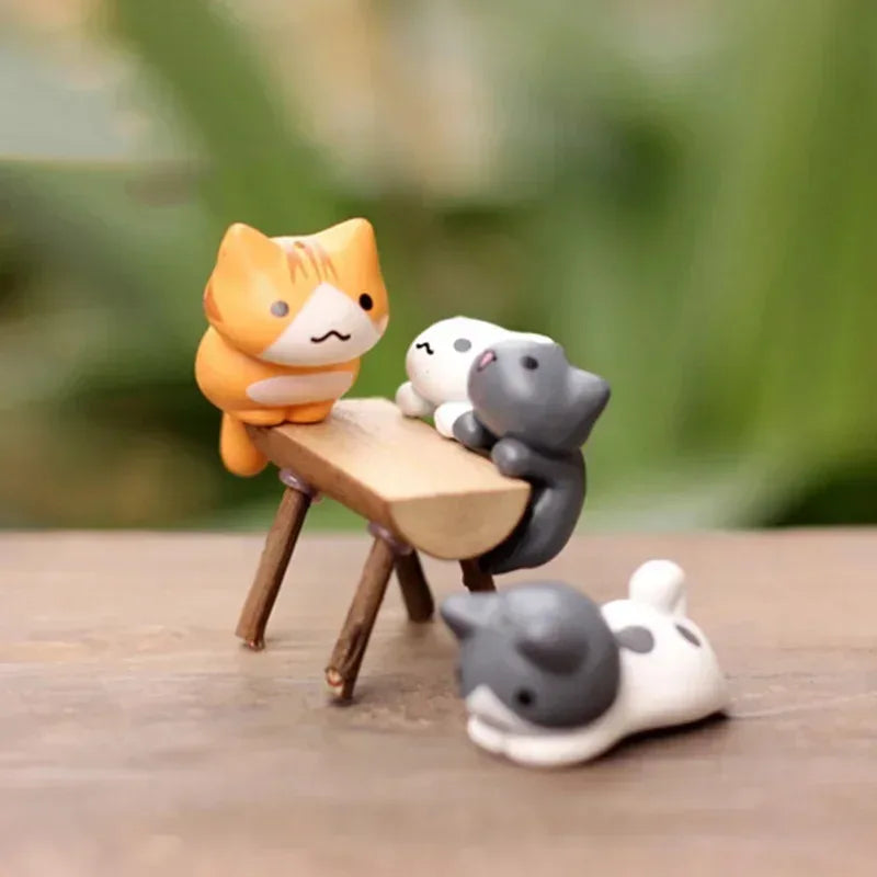 6Pcs/Set Cartoon Lucky Cat Home Garden Bonsai Decorations Miniatures Gift Lovely Micro Landscape Kitten Miniature Craft - Urbizia
