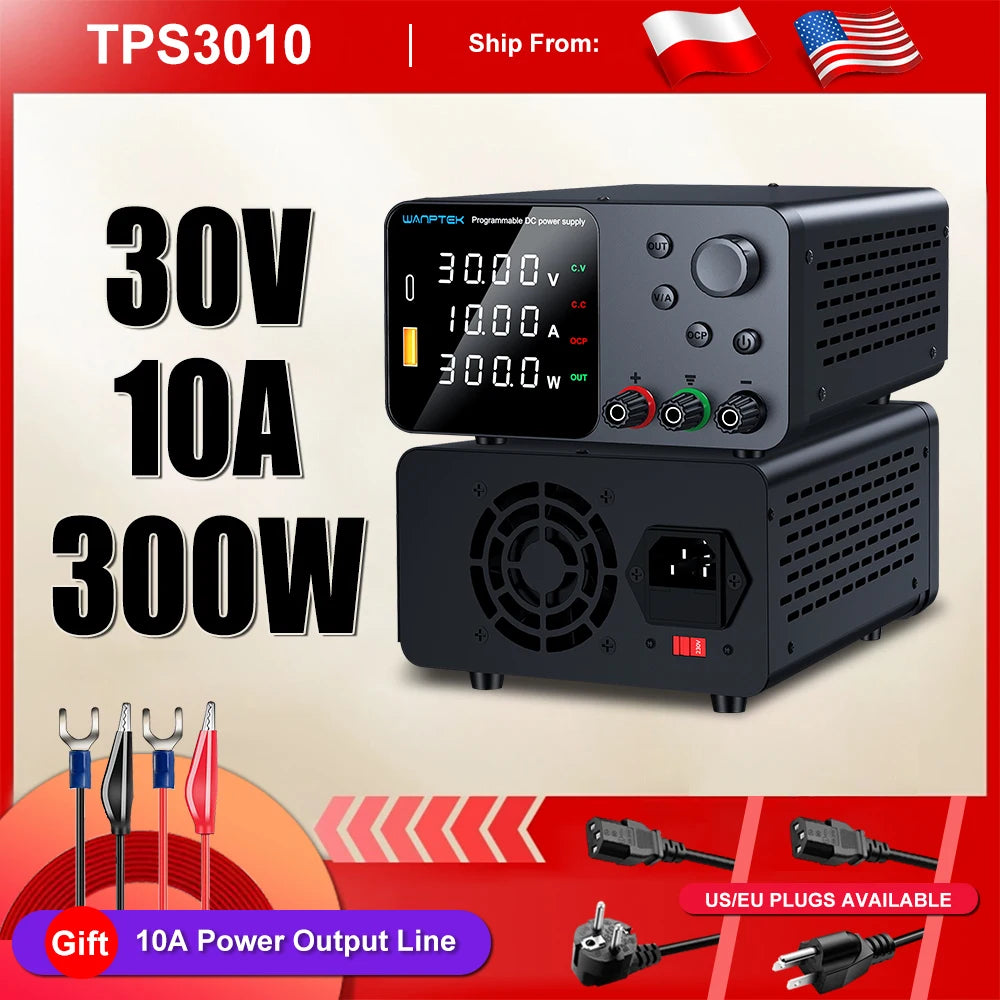 Wanptek DC Lab Power Supply 30V 10A  60V 5A  Adjustable Voltage Regulator Preset Voltage Current Dual Input Voltage 220V/110V