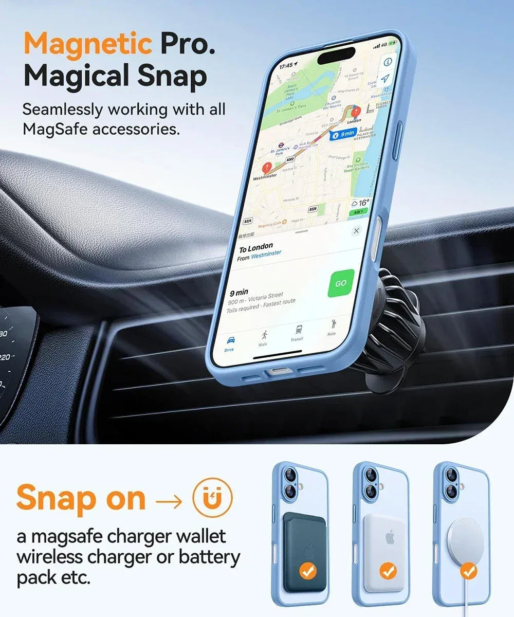 Magnetic Matte Translucent Armor Shockproof Case For iPhone 17 16 15 14 13 12 11 Pro Max Plus Magsafe Wireless Charge Cover2026