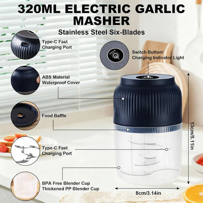 Electric Garlic Choppers Vegetable Mashers Press 300ml Vegetable Choppers Mashers Machine Garlic Crusher Food Chopping