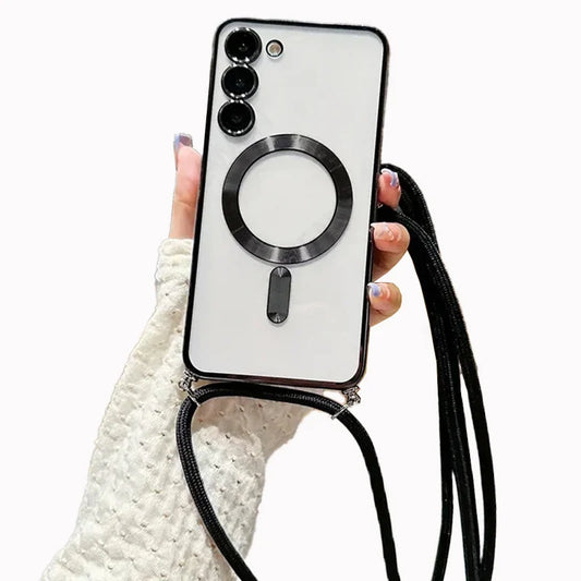 Magnetic Transparent Silicone Case with Crossbody Strap
