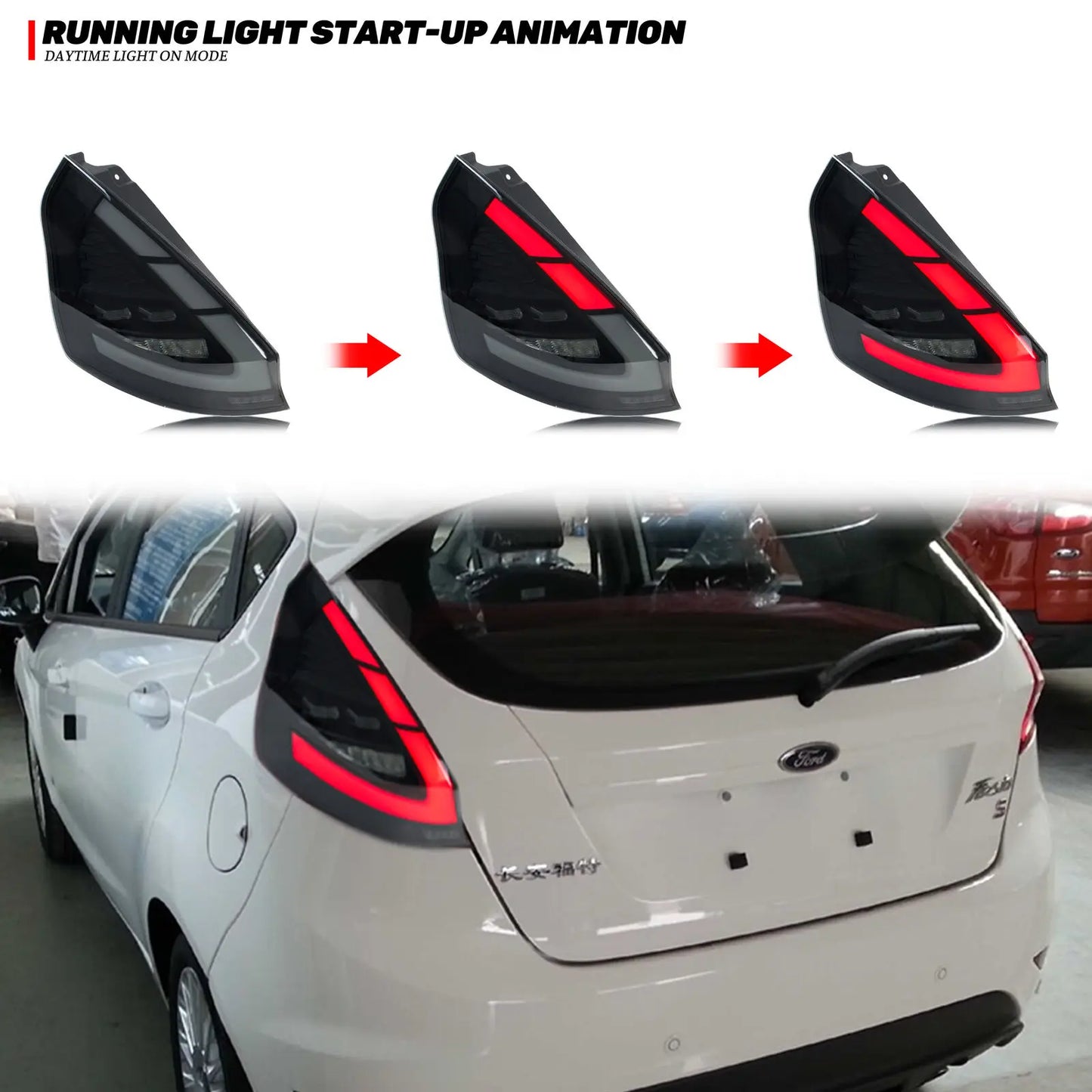 LED Tail Lights for Ford Fiesta MK7 MK7.5 V 2008-2020 Start-up Animation Sequential Turn Signal Rear Lamps Assembly