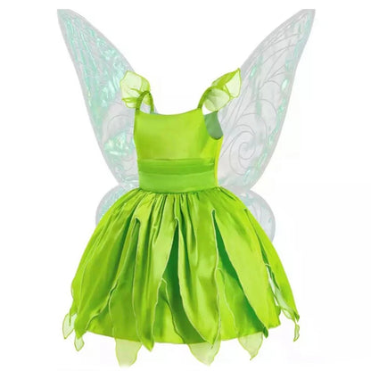 Girls Flower Fairy Dress – Kids Princess Costume with Wings, Halloween & Party Tinkerbell Dress
