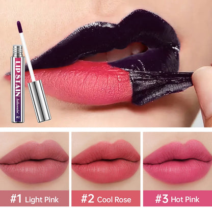 Lip Stain Blading Peel Off and Reveal Kit Long Lasting 3pcs Rose Waterproof Pink Lip Tint Transfer Proof Natural Lip Stain Kit