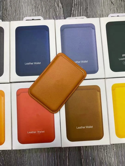 Leather Card Wallet Cover Phone Card Holder for MagSafe Magnetic Case Suitable for All iPhone for MagSafe Card Phone Back Bag