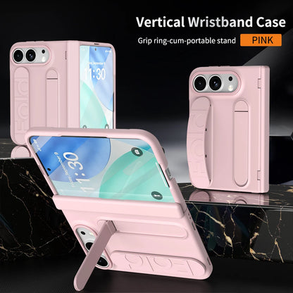 Portable Silicone Palm Strap Wristband Hinge Phone Case For iPhone Ultra 18 Fold Hard PC Slim Cover With HD Screen Protector