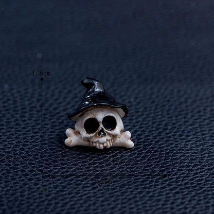 Miniature Halloween Resin Figurines – 3D Horror Raven, Tombstone, Ghost & Skull Ornaments