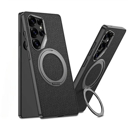 For Samsung Galaxy S26 S25 S24 S23 Ultra 360° Rotating Ring Bracket Holder Phone Case Kistand PU Leather Protective Cover