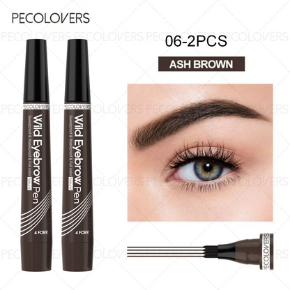 Waterproof 4-Tip Eyebrow Pen – 6 Colors