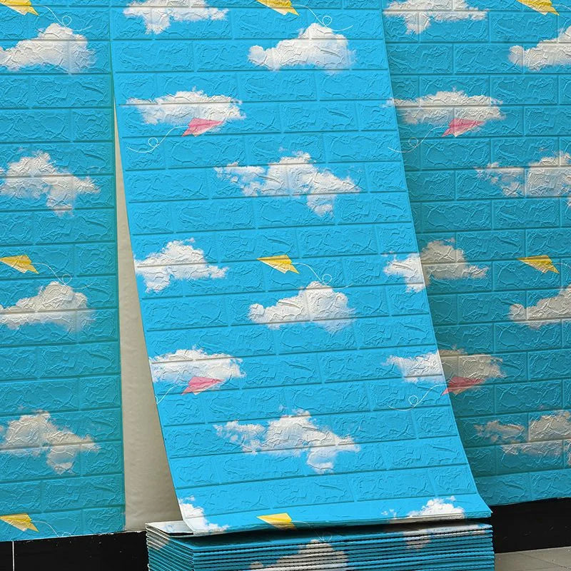 70cm*2m 3D Soft Foam Brick Wallpaper Sticker Roll DIY Self Adhesive Living Room Home Kitchen Bathroom Decorative Wall Paper