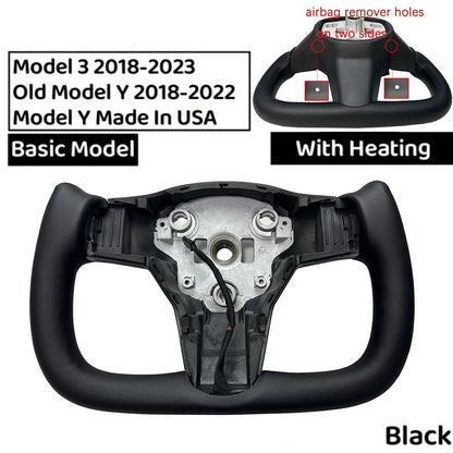  350mm Yoke Handle Steering Wheel With Heating Personalized NAPP Leather Accessories For Tesla Model 3/Y 2018-2022 Y 2022-2024